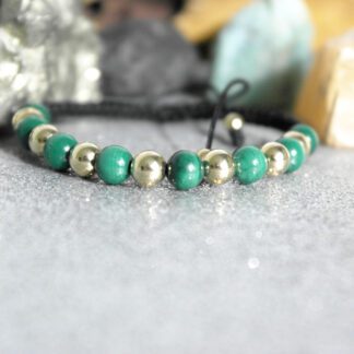 PULSERA TEJIDA CUENTAS 6MM OJO DE GATO, CUENTA 6MM ORO LAMINADO 18K