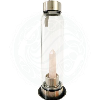 TERMO PURIFICADOR CON OBELISCO DE CUARZO ROSA, ELIXIR: ARMONÍA DE AMOR